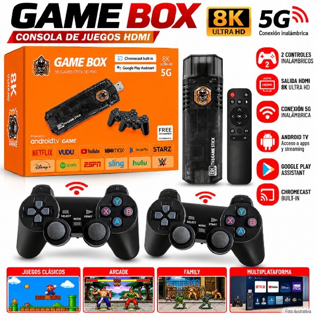 &ua MINI CONSOLA ARCADE + EMULADOR + ANDROID + TV BOX RS-110
